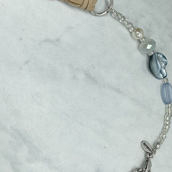 Chicos Silver Tone Blue Beaded Faux Suede Braided Long Necklace ✨ - Picture 3 of 12